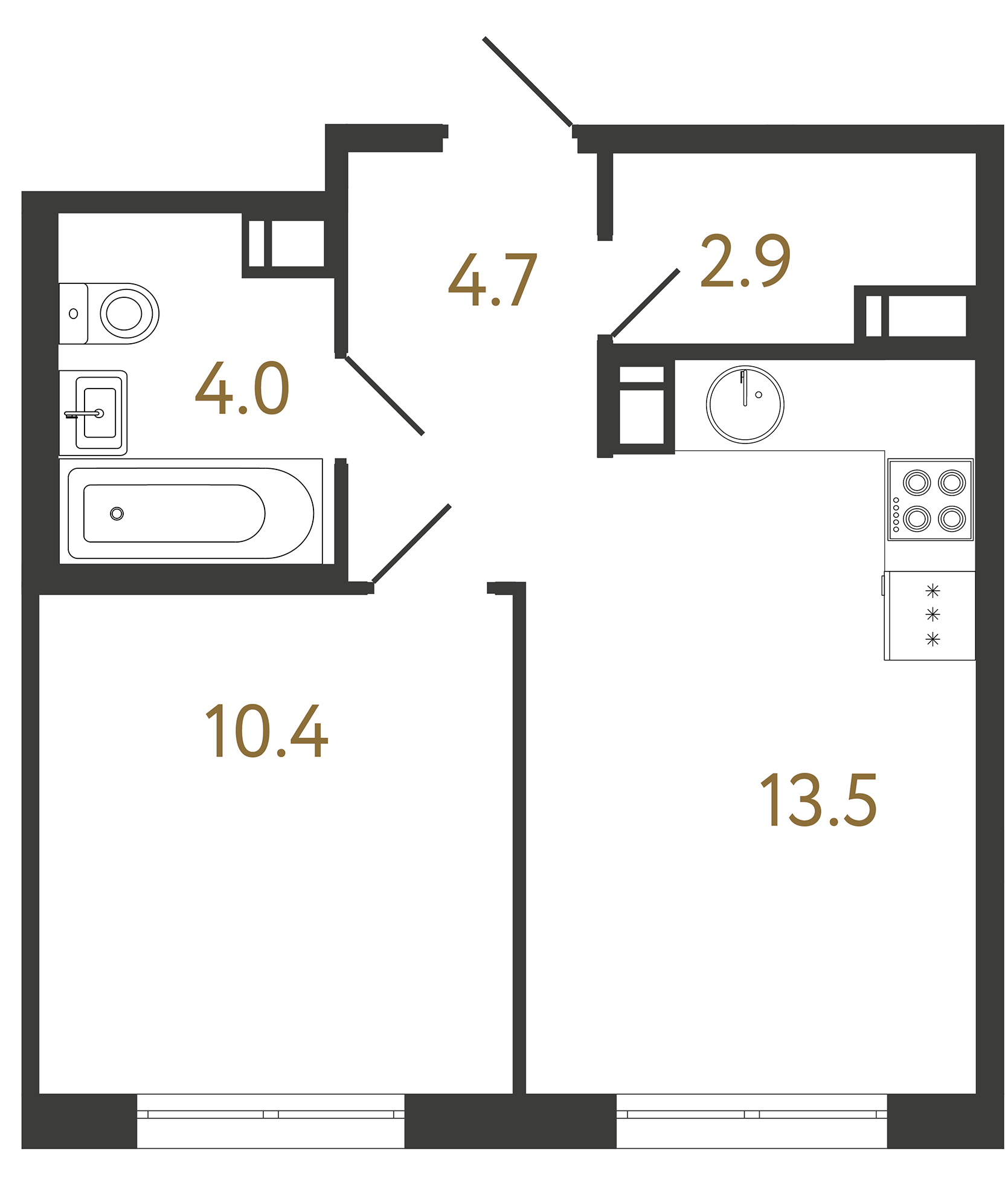 1-комнатная квартира, 35.5 м²; этаж: 10 - купить в Санкт-Петербурге