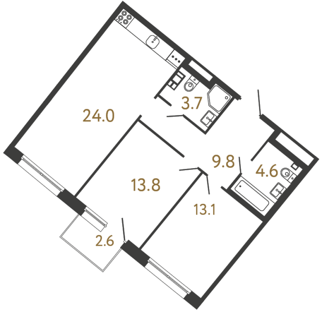 2-комнатная квартира, 75.5 м²; этаж: 4 - купить в Санкт-Петербурге