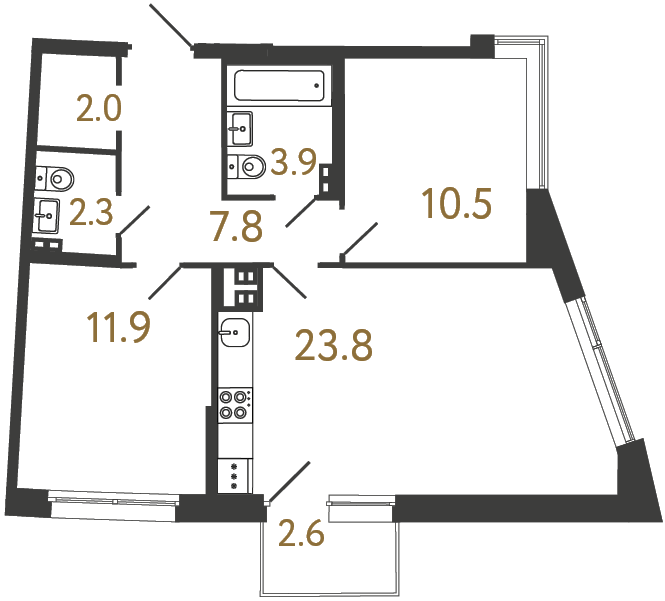 1-комнатная квартира, 43 м²; этаж: 4 - купить в Санкт-Петербурге