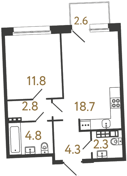 2-комнатная квартира, 79.2 м²; этаж: 4 - купить в Санкт-Петербурге
