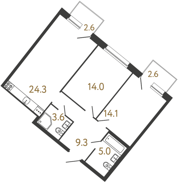 3-комнатная квартира, 106.3 м²; этаж: 2 - купить в Санкт-Петербурге