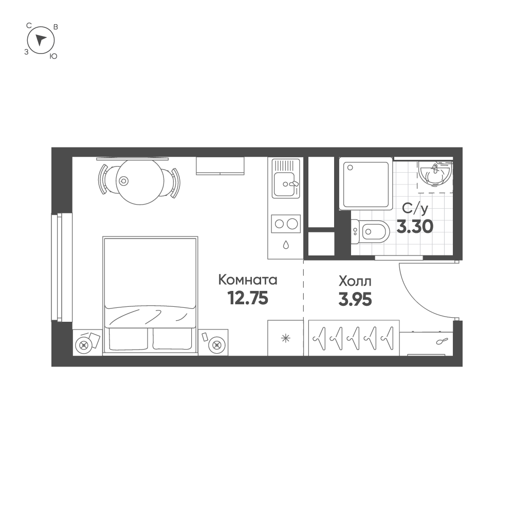 1-комнатная квартира, 20 м²; этаж: 5 - купить в Санкт-Петербурге