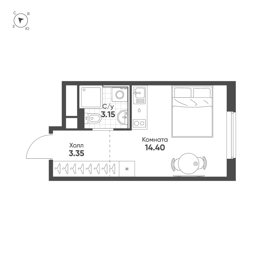 1-комнатная квартира, 20.9 м²; этаж: 5 - купить в Санкт-Петербурге
