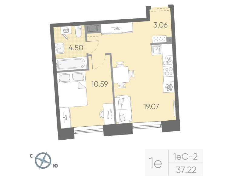 1-комнатная квартира, 37.22 м²; этаж: 11 - купить в Санкт-Петербурге