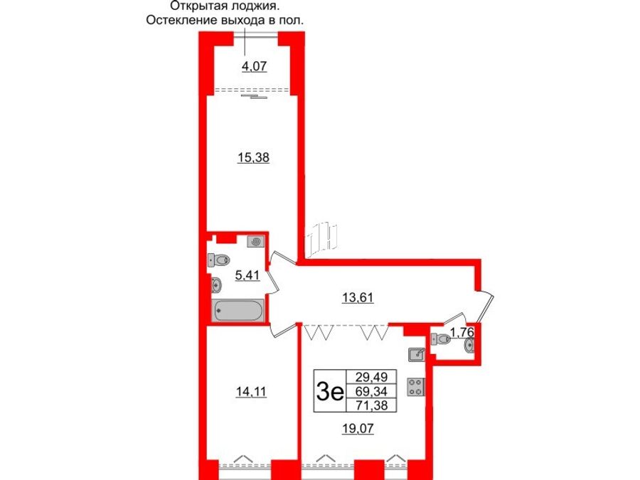 2-комнатная квартира  №60 в Imperial club: 69.34 м², этаж 5 - купить в Санкт-Петербурге