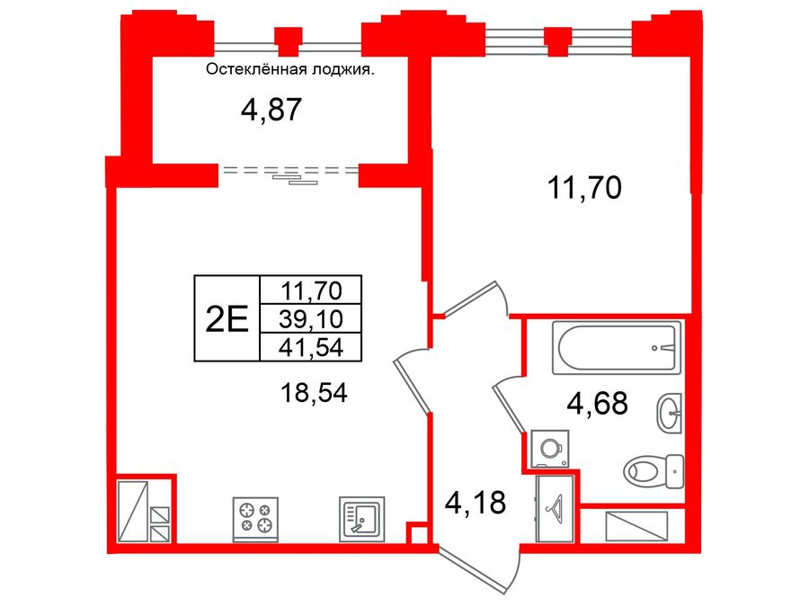 1-комнатная квартира, 39.1 м²; этаж: 5 - купить в Санкт-Петербурге