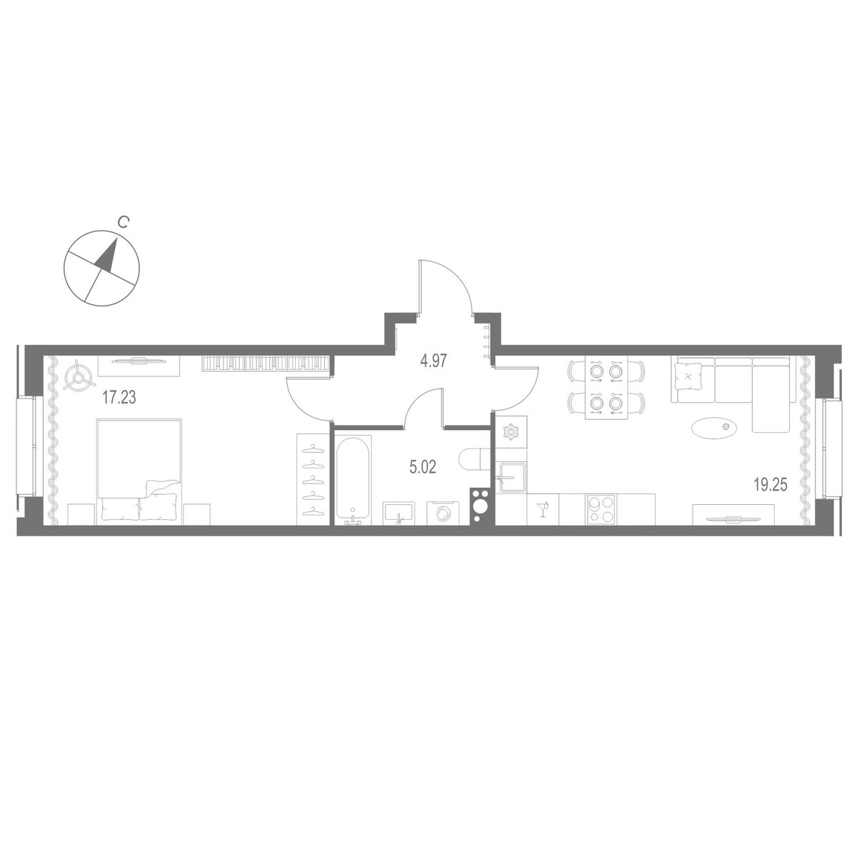 1-комнатная квартира, 46.47 м²; этаж: 10 - купить в Санкт-Петербурге