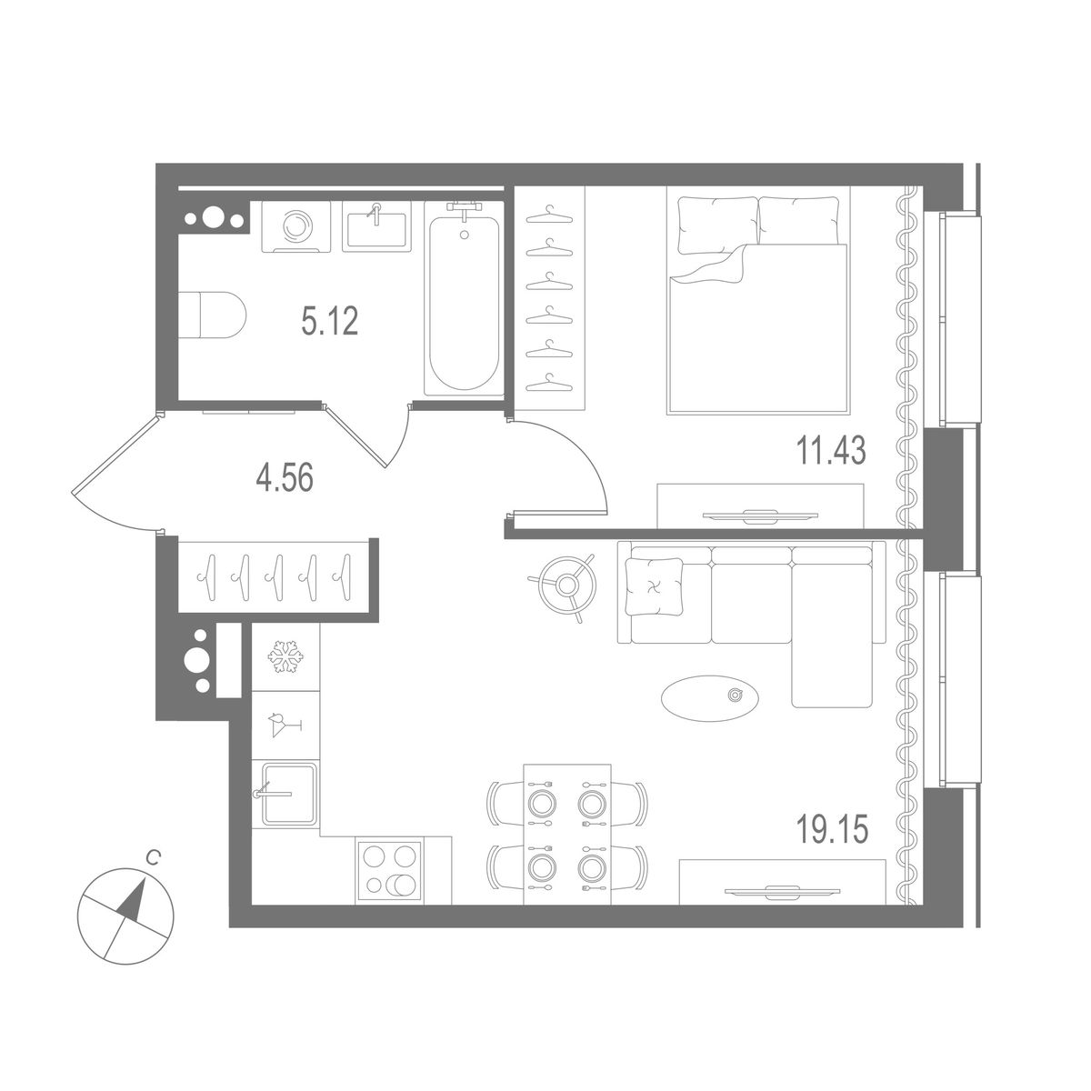 1-комнатная квартира, 40.26 м²; этаж: 10 - купить в Санкт-Петербурге