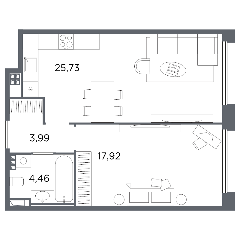 1-комнатная квартира, 52.1 м²; этаж: 5 - купить в Санкт-Петербурге