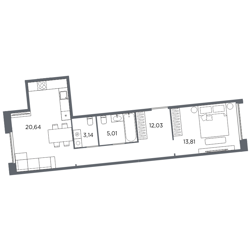 1-комнатная квартира, 54.63 м²; этаж: 3 - купить в Санкт-Петербурге