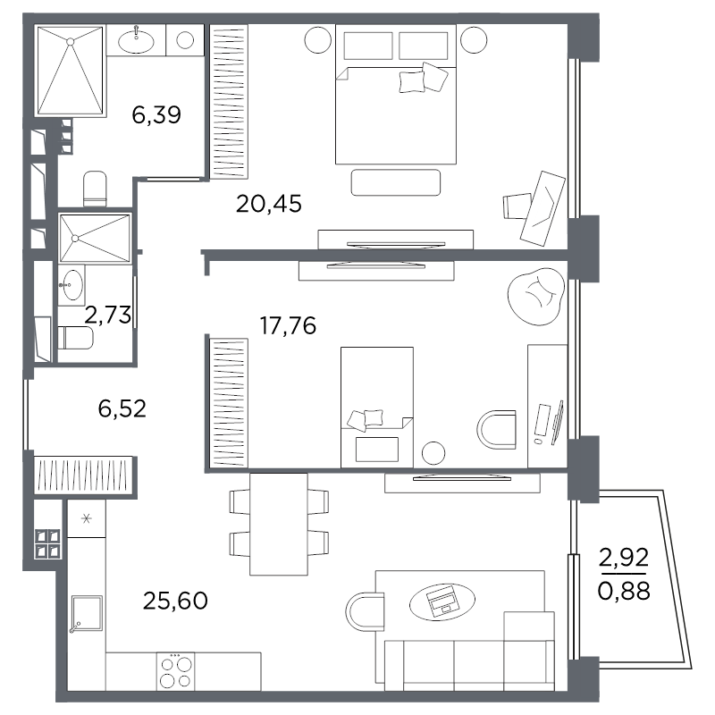 2-комнатная квартира, 80.33 м²; этаж: 5 - купить в Санкт-Петербурге