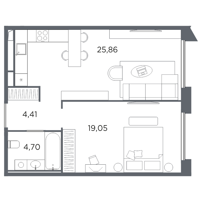 1-комнатная квартира, 54.02 м²; этаж: 2 - купить в Санкт-Петербурге