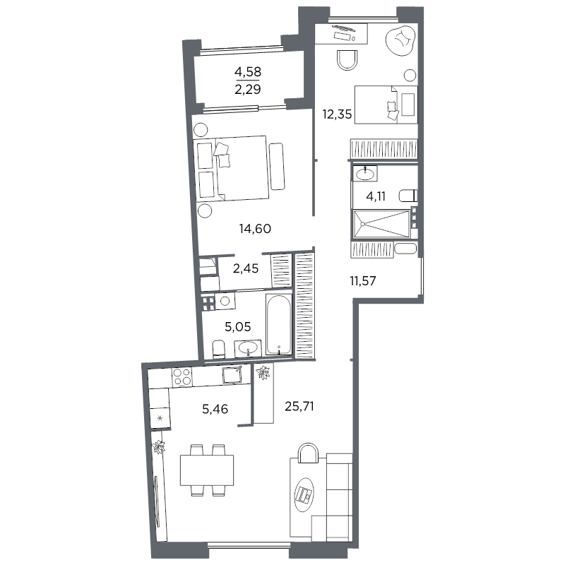 2-комнатная квартира, 83.59 м²; этаж: 5 - купить в Санкт-Петербурге