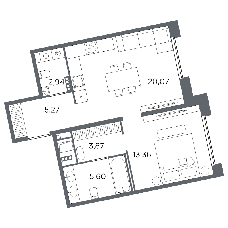 1-комнатная квартира, 51.11 м²; этаж: 5 - купить в Санкт-Петербурге