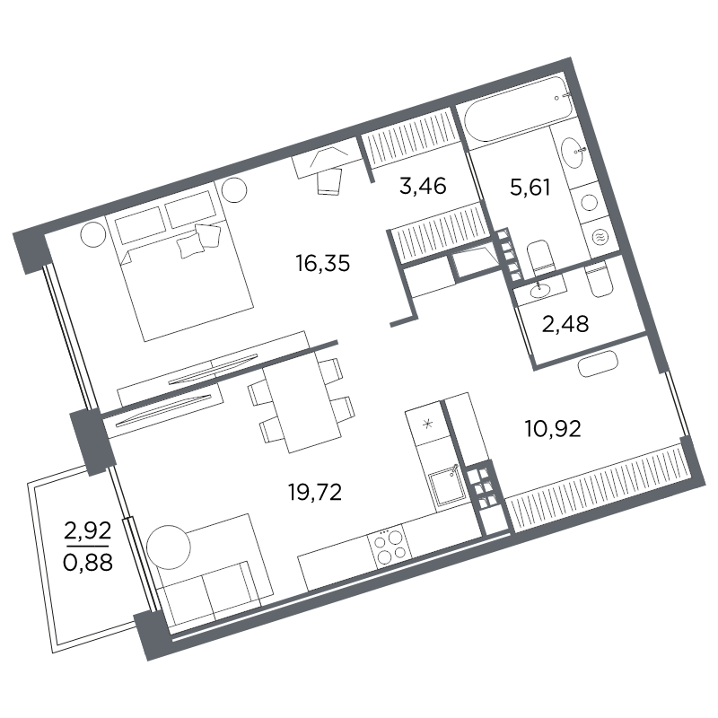 1-комнатная квартира, 59.42 м²; этаж: 7 - купить в Санкт-Петербурге