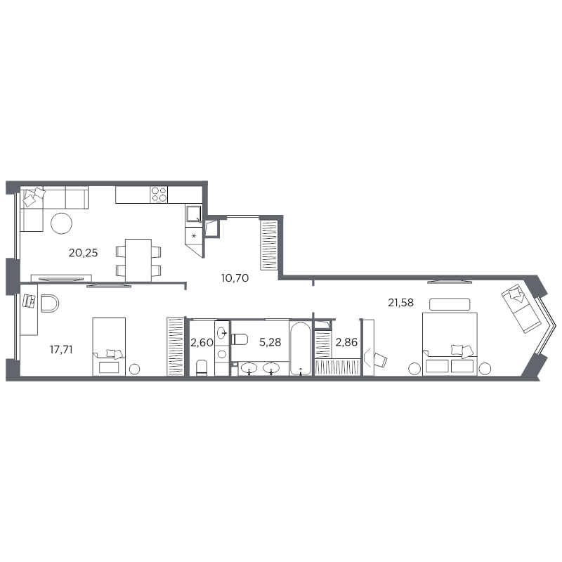 2-комнатная квартира, 80.98 м²; этаж: 3 - купить в Санкт-Петербурге