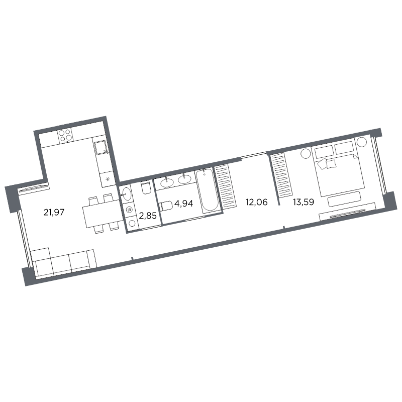 1-комнатная квартира, 55.41 м²; этаж: 3 - купить в Санкт-Петербурге