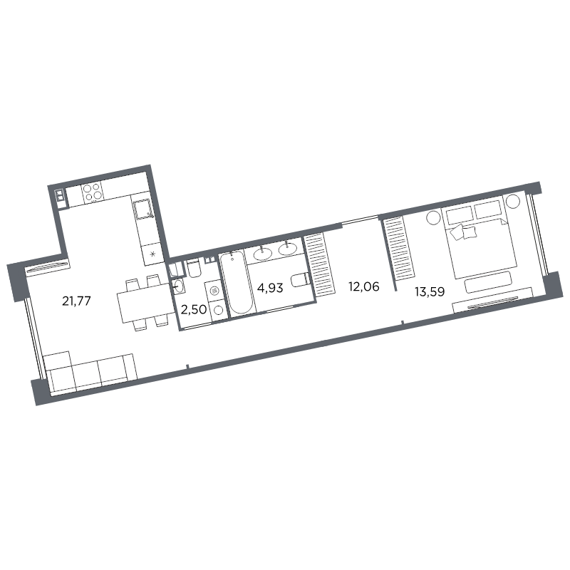 1-комнатная квартира, 54.85 м²; этаж: 5 - купить в Санкт-Петербурге