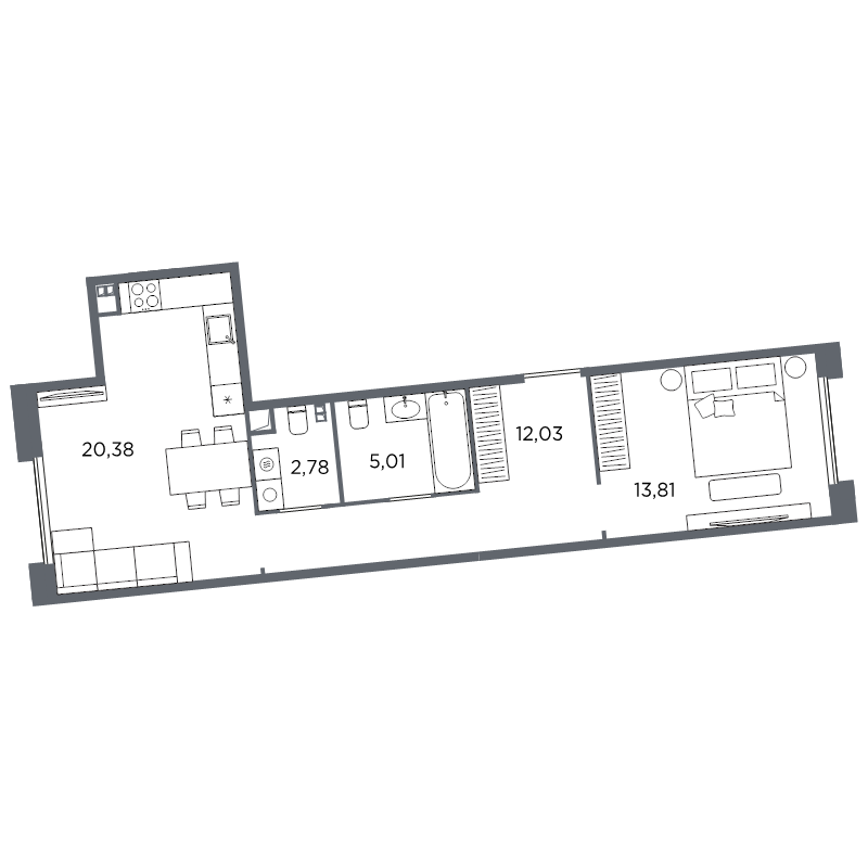 1-комнатная квартира, 54.01 м²; этаж: 5 - купить в Санкт-Петербурге