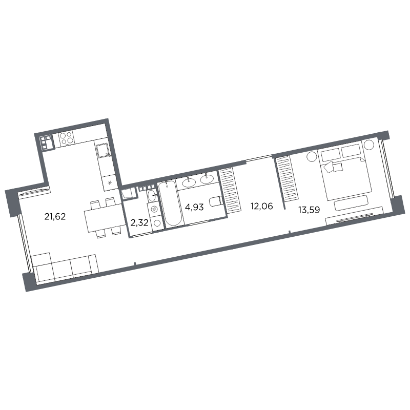 1-комнатная квартира, 54.52 м²; этаж: 7 - купить в Санкт-Петербурге