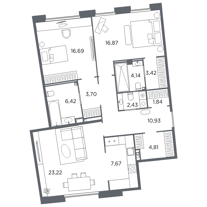 2-комнатная квартира, 102.14 м²; этаж: 3 - купить в Санкт-Петербурге