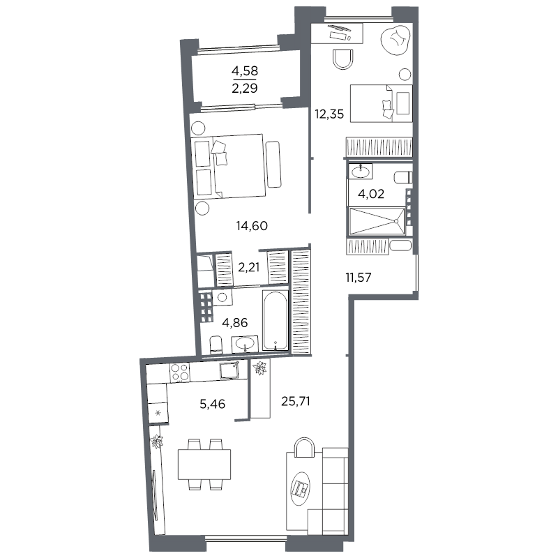 2-комнатная квартира, 83.07 м²; этаж: 7 - купить в Санкт-Петербурге