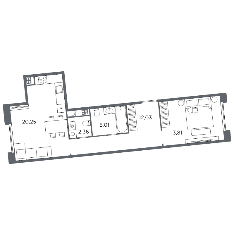 1-комнатная квартира, 53.46 м²; этаж: 7 - купить в Санкт-Петербурге