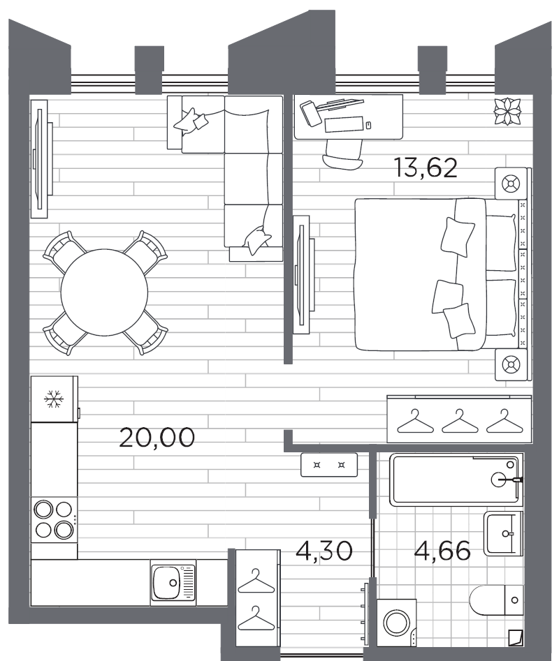 1-комнатная квартира, 42.58 м²; этаж: 8 - купить в Санкт-Петербурге
