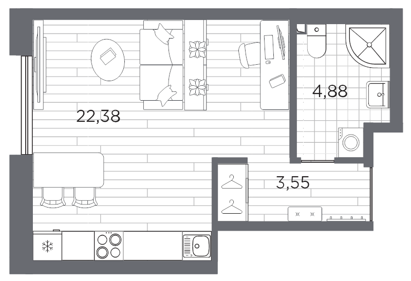 1-комнатная квартира, 30.81 м²; этаж: 5 - купить в Санкт-Петербурге