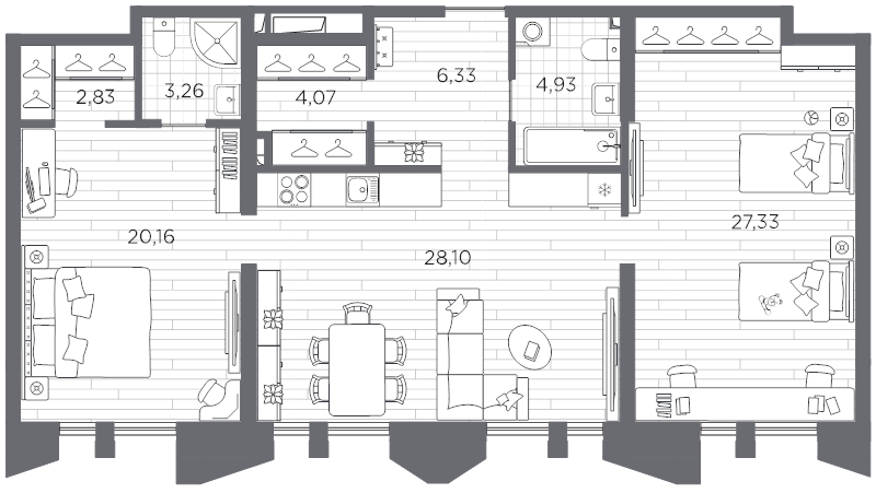 2-комнатная квартира, 97.01 м²; этаж: 5 - купить в Санкт-Петербурге