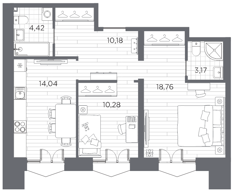 2-комнатная квартира, 60.85 м²; этаж: 5 - купить в Санкт-Петербурге
