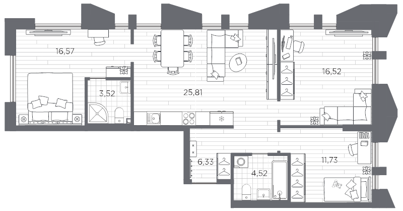 3-комнатная квартира, 85 м²; этаж: 3 - купить в Санкт-Петербурге