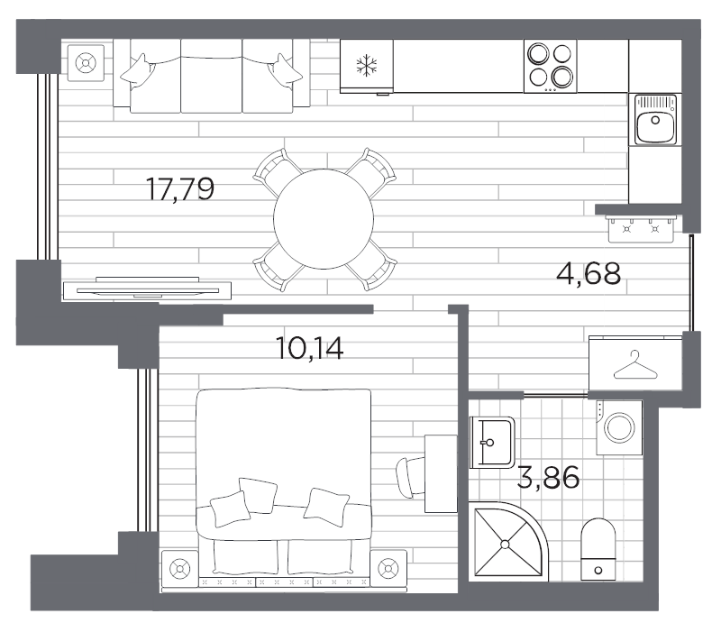 1-комнатная квартира, 36.47 м²; этаж: 8 - купить в Санкт-Петербурге