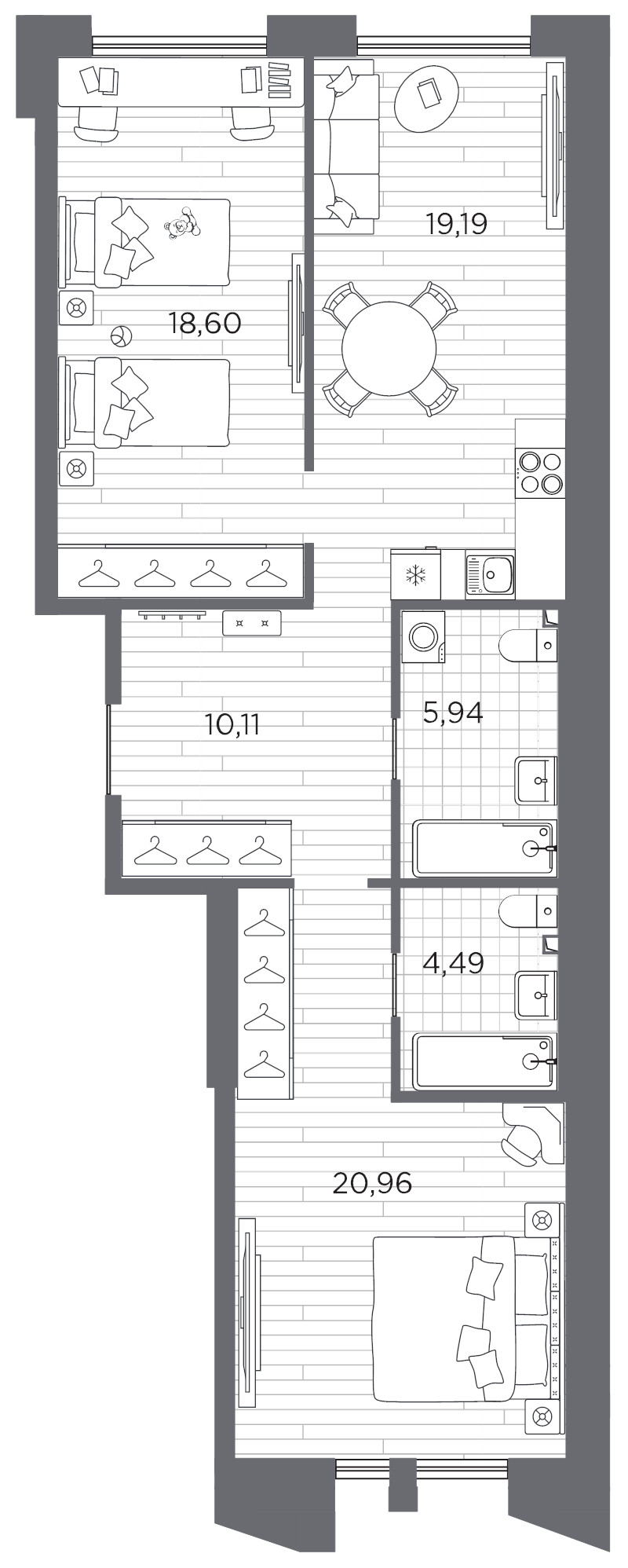 2-комнатная квартира, 79.29 м²; этаж: 5 - купить в Санкт-Петербурге