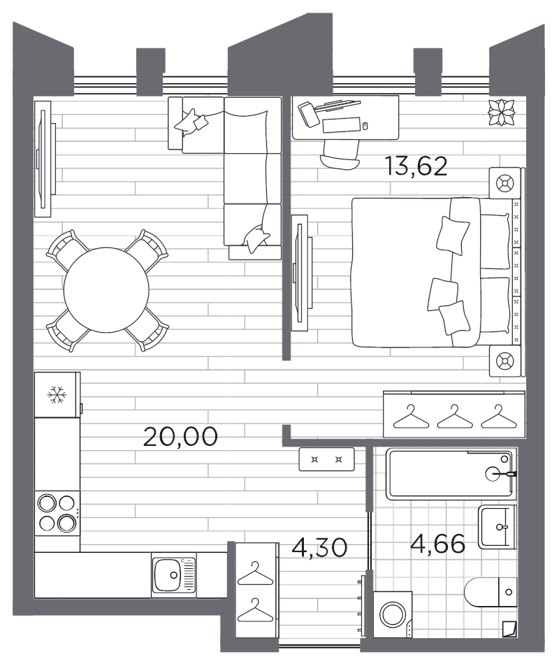 1-комнатная квартира, 42.58 м²; этаж: 5 - купить в Санкт-Петербурге