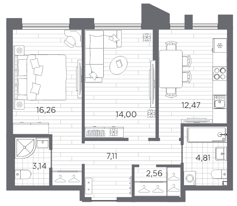 2-комнатная квартира, 60.35 м²; этаж: 5 - купить в Санкт-Петербурге