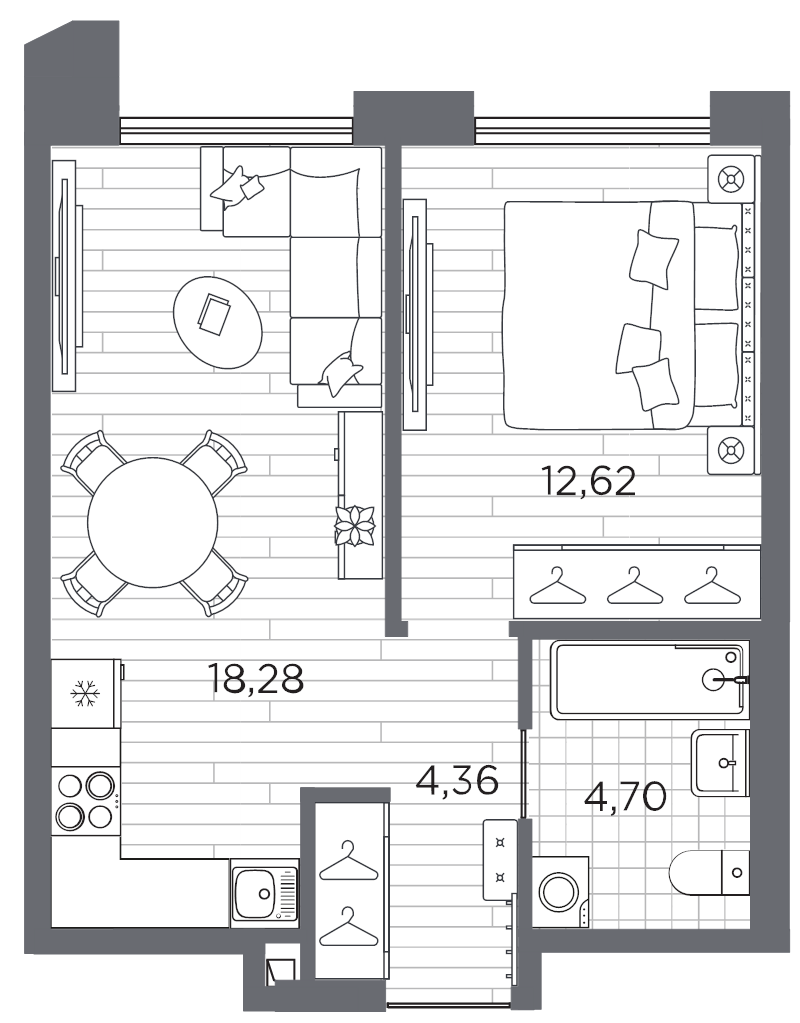 1-комнатная квартира, 39.96 м²; этаж: 8 - купить в Санкт-Петербурге