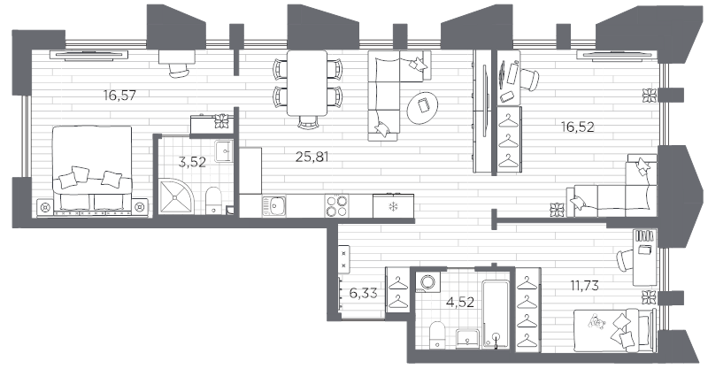 3-комнатная квартира, 85 м²; этаж: 8 - купить в Санкт-Петербурге