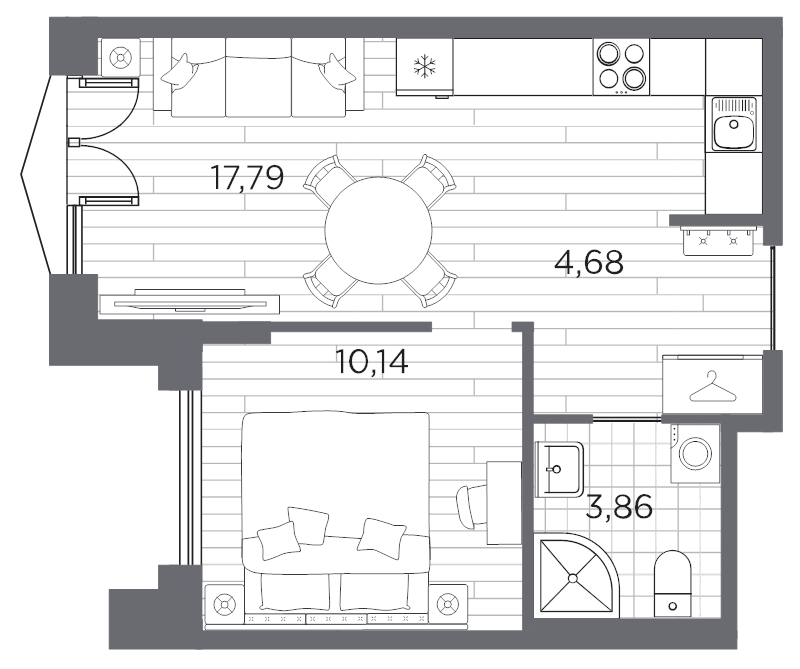 1-комнатная квартира, 36.47 м²; этаж: 5 - купить в Санкт-Петербурге