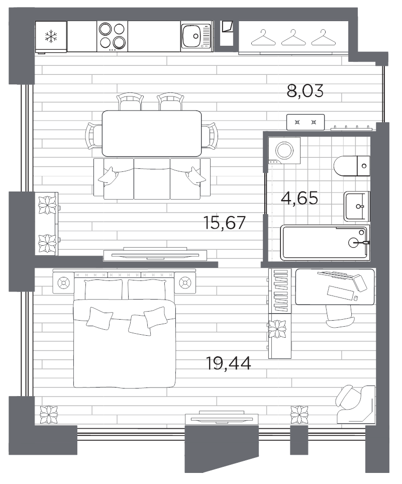 1-комнатная квартира, 47.79 м²; этаж: 5 - купить в Санкт-Петербурге