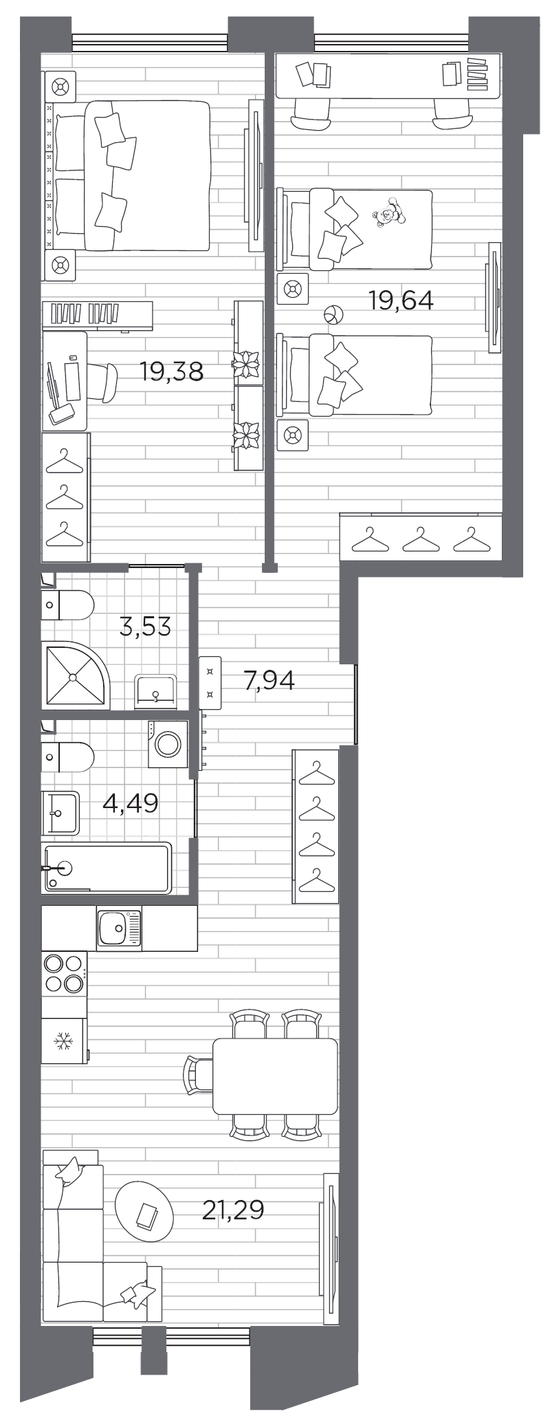 2-комнатная квартира, 76.27 м²; этаж: 5 - купить в Санкт-Петербурге