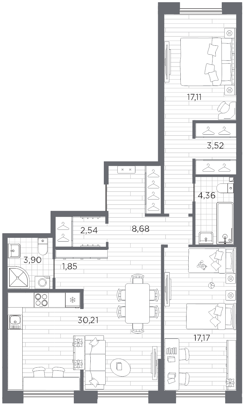 2-комнатная квартира, 89.34 м²; этаж: 8 - купить в Санкт-Петербурге