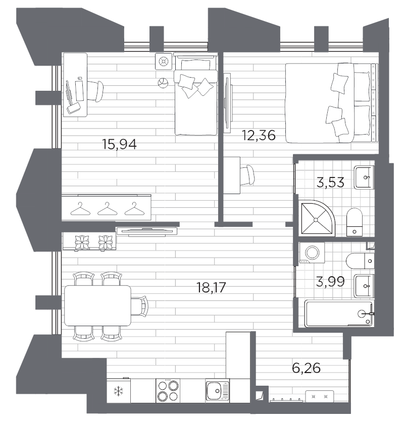 2-комнатная квартира, 60.25 м²; этаж: 5 - купить в Санкт-Петербурге