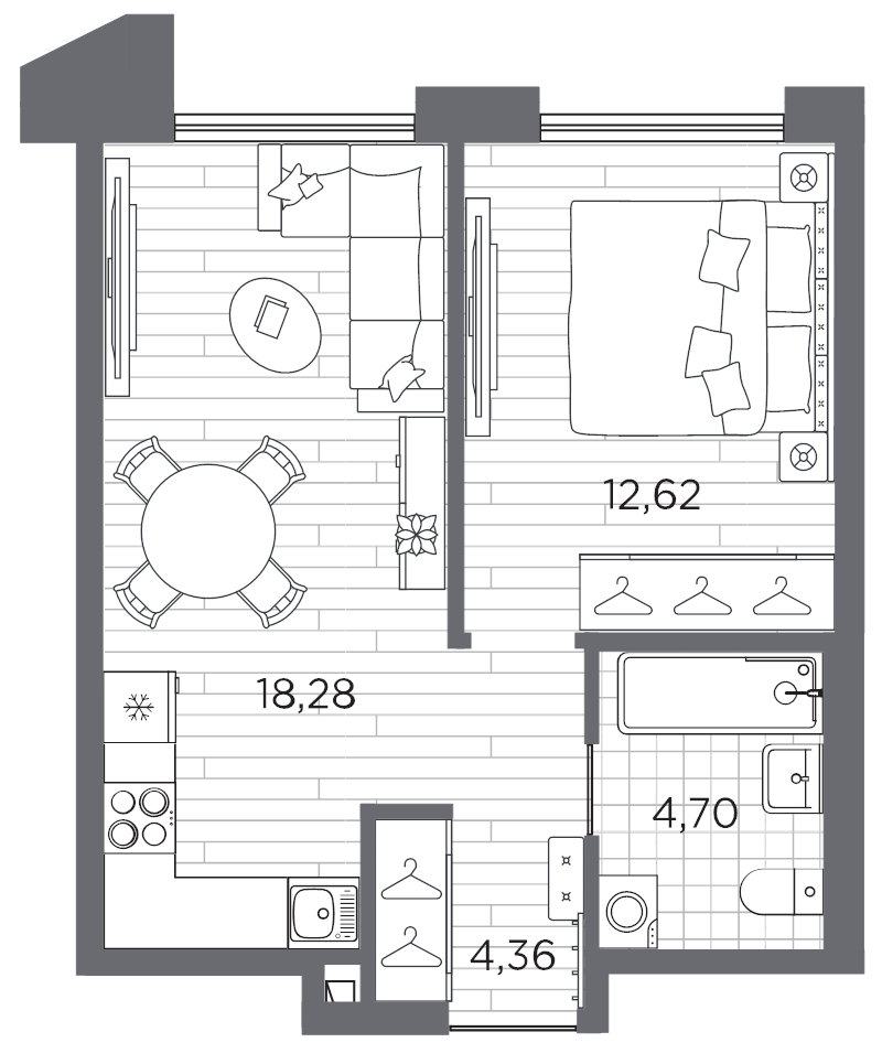 1-комнатная квартира, 39.96 м²; этаж: 3 - купить в Санкт-Петербурге