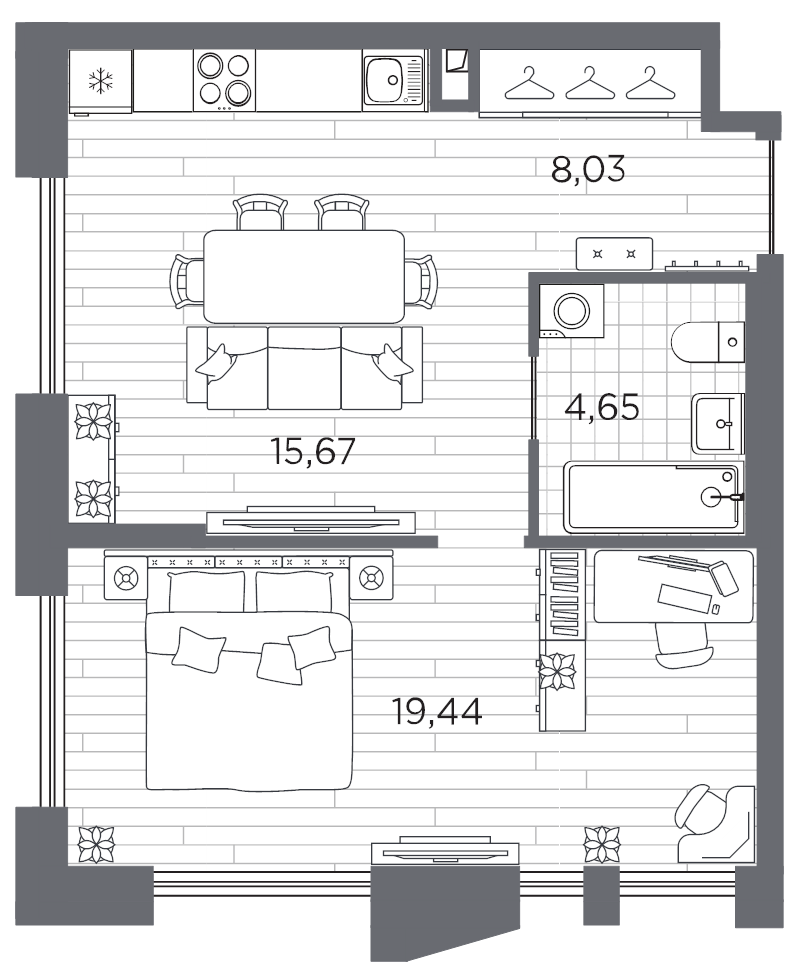 1-комнатная квартира, 47.79 м²; этаж: 8 - купить в Санкт-Петербурге