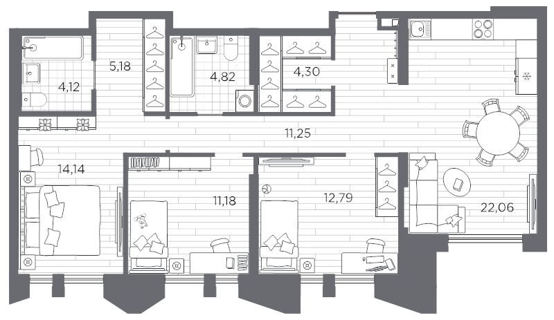 3-комнатная квартира, 89.84 м²; этаж: 8 - купить в Санкт-Петербурге