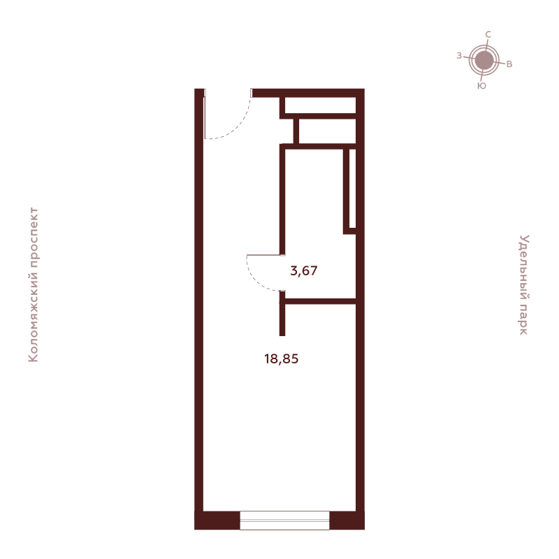 1-комнатная квартира, 22.52 м²; этаж: 14 - купить в Санкт-Петербурге