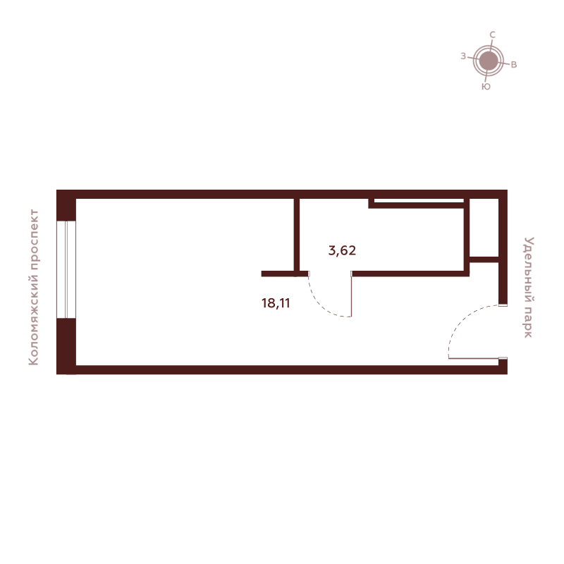 1-комнатная квартира, 21.73 м²; этаж: 14 - купить в Санкт-Петербурге
