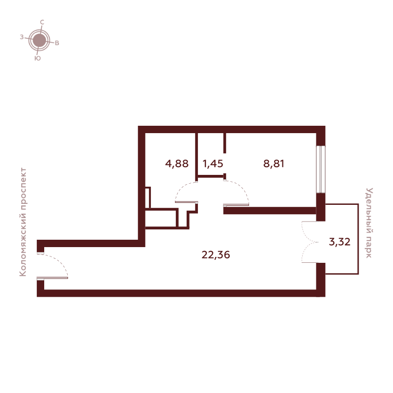 1-комнатная квартира, 40.82 м²; этаж: 14 - купить в Санкт-Петербурге