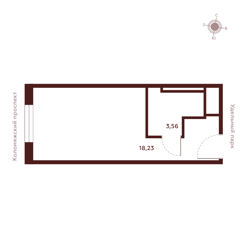 1-комнатная квартира, 21.79 м²; этаж: 14 - купить в Санкт-Петербурге